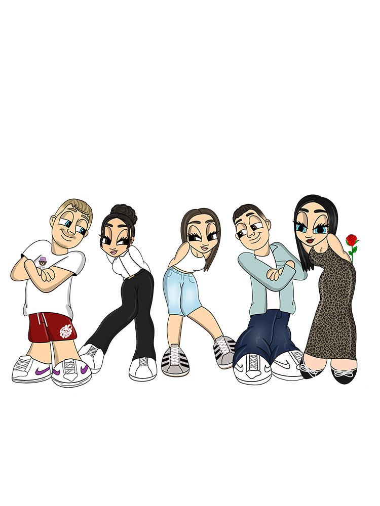 Cartoon5Persoane BFF - Tablouri personalizate Giftoon Cartoon5Persoane BFF
