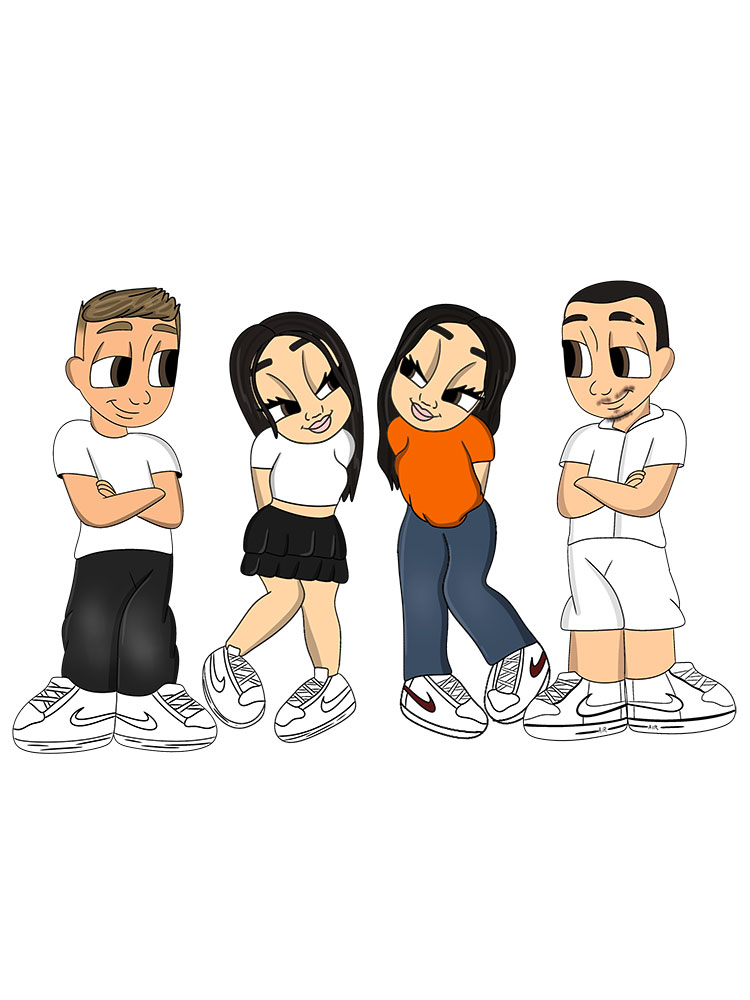 Cartoon4Persoane Grup - Tablouri personalizate Giftoon Cartoon4Persoane Grup