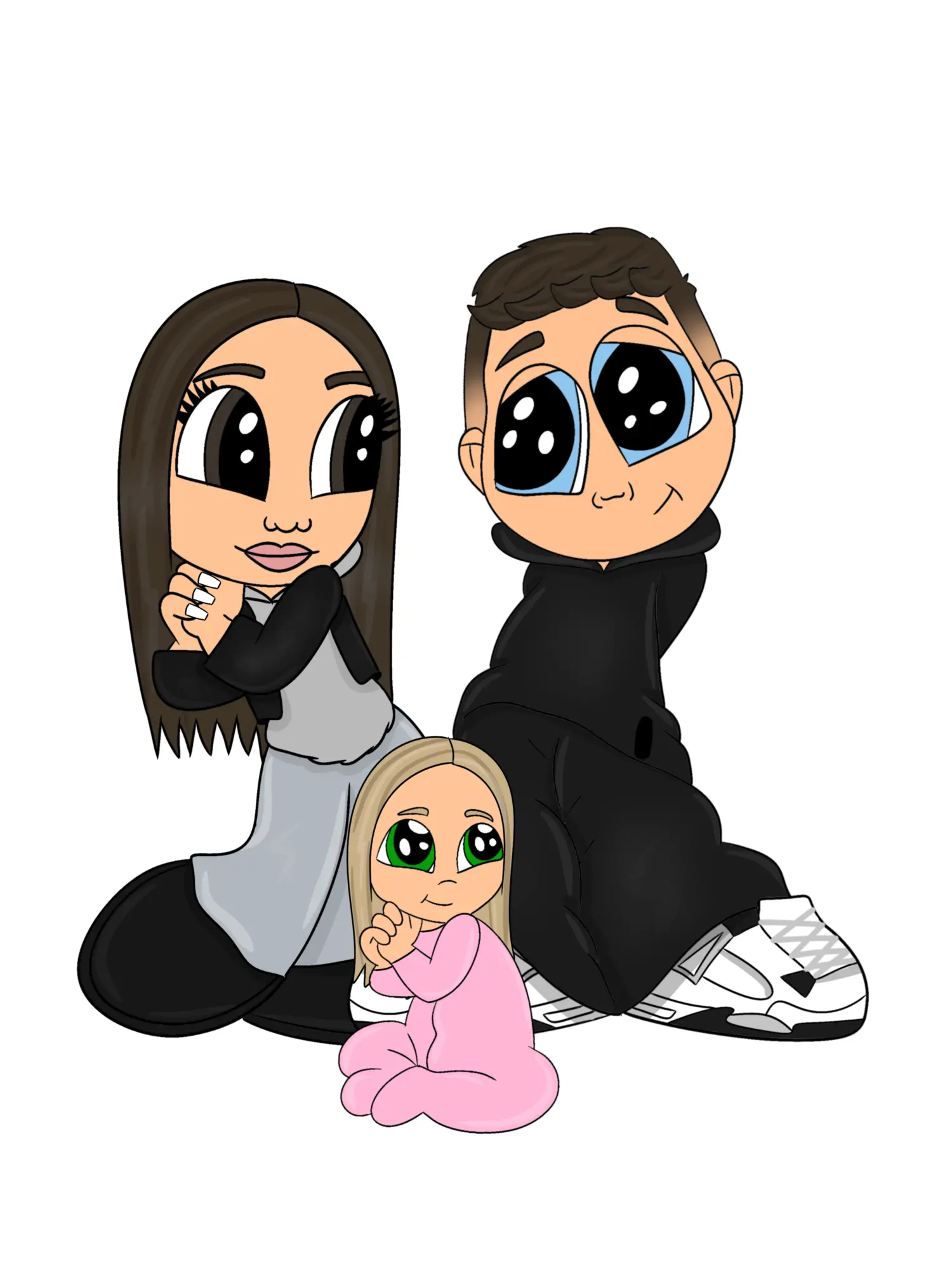 CartoonClasicFamilly 1 copil - Tablouri personalizate Giftoon CartoonClasicFamilly 1 copil